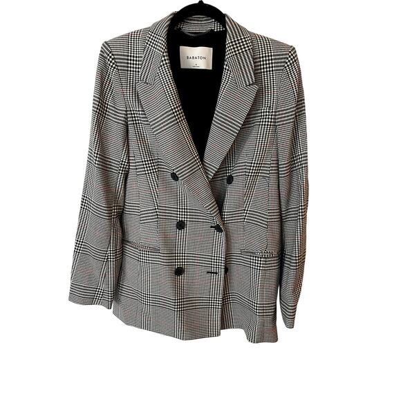Babaton Atelier Glen Check Double-Breasted Plaid Blazer – Size 4 - Picture 1 of 7